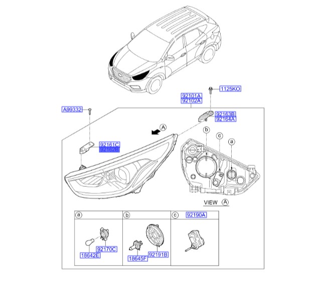 پایه نگهدارنده چراغ جلو راست توسان  Hyundai/KIA Genuine Parts – MOBIS   921412S500 