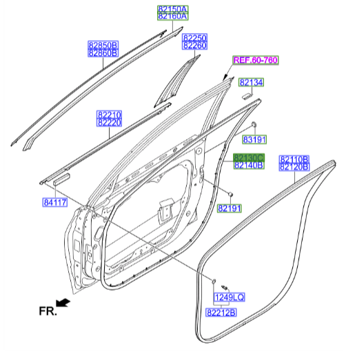 نوار دور درب جلو چپ آزرا  Hyundai/KIA Genuine Parts – MOBIS   821303V000