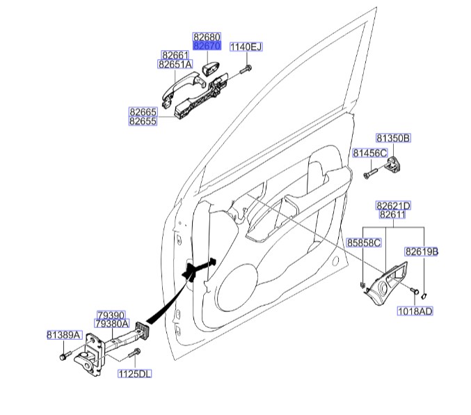 شستی دستگیره چپ اسپورتیج 826521f000 Hyundai / KIA Genuine Parts – MOBIS