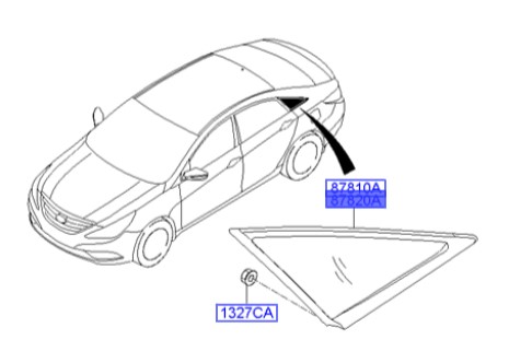 شیشه لچکی عقب راست سوناتا Hyundai/KIA Genuine Parts – MOBIS   878203S110 