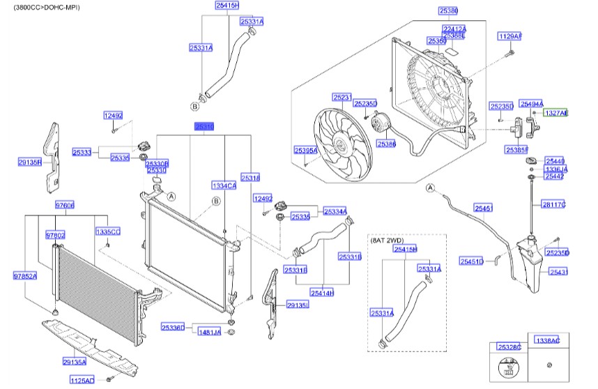 رادیاتور آب  هیوندای سنتینیال Hyundai/KIA Genuine Parts – MOBIS  253103N190