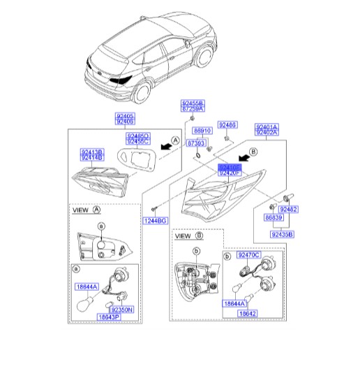 چراغ خطر عقب گلگیر چپ هیوندای Hyundai/KIA Genuine Parts – MOBIS  IX45  924102W130