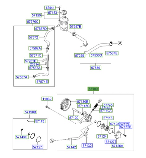 پمپ هیدرولیک هیوندای آزرا  Hyundai/KIA Genuine Parts – MOBIS   571003L100