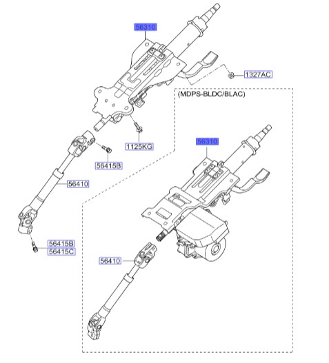 تلسکوپی فرمان سراتو 2010 | Hyundai/KIA Genuine Parts | سراتو TD مدل 2010 سایپایی و وارداتی  563101M100