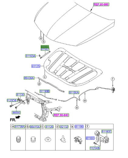 جک کاپوت آزرا Hyundai/KIA Genuine Parts – MOBIS  811613V000 