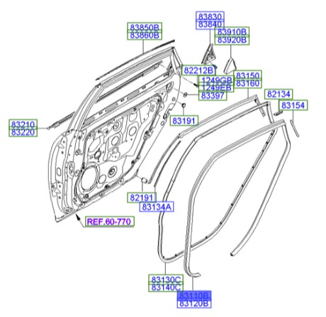 نوار دورستون عقب چپ آزرا  Hyundai/KIA Genuine Parts – MOBIS   831103L000A9 