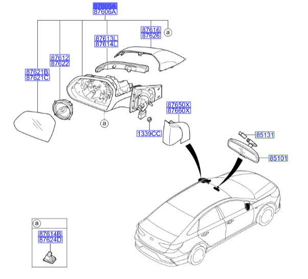 آینه هیبرید چپ سوناتا  Hyundai/KIA Genuine Parts – MOBIS   87610E6320