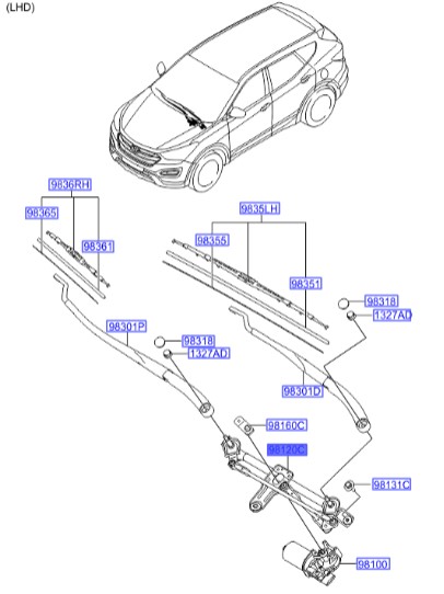 قیچی برف پاک کن جلو سانتافه Hyundai/KIA Genuine Parts – MOBIS   981202W050