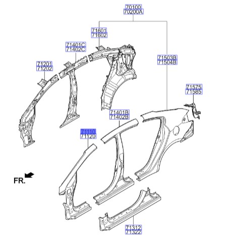 ستون خارجی جلو چپ | Hyundai/KIA Genuine Parts – Mobis | سراتو YD مدل 2014 تا 2018  71110A7A20