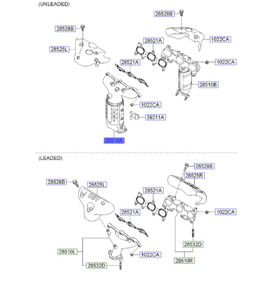 منیفولد اگزوز اپتیما 2009 | Hyundai/KIA Genuine Parts | اپتیما MG مدل 2009 و 2010 – کارنز UN مدل 2008 تا 2013 – سانتافه CM مدل 2008 تا 2013