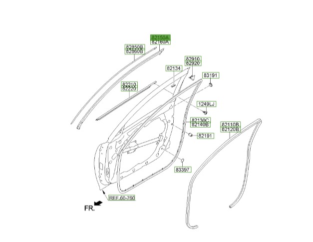زه بالای درب جلو چپ | Hyundai/KIA Genuine Parts – MOBIS | اپتیما TF مدل 2011 تا 2015