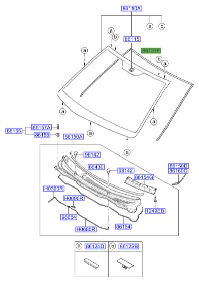 زه شیشه جلو هیوندای Hyundai/KIA Genuine Parts – MOBIS   I20  861311J000