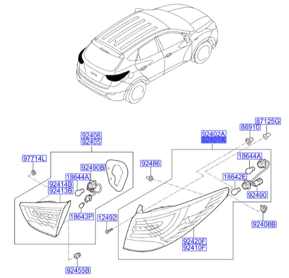 خطر روی گلگیر چپ  Hyundai/KIA Genuine Parts – MOBIS  IX35  924012S020 
