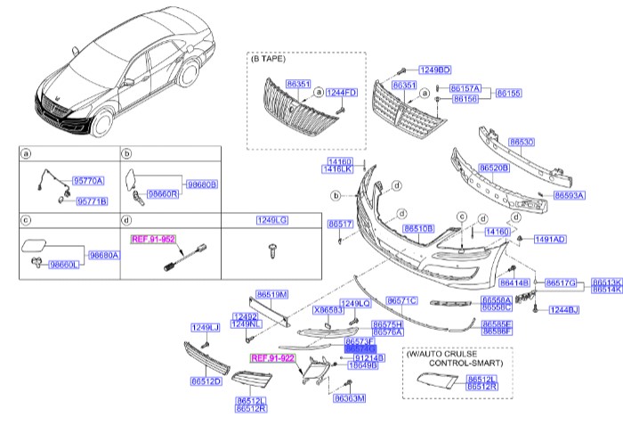 زه سپر جلو راست سنتینیال  Hyundai/KIA Genuine Parts – MOBIS  865743N000
