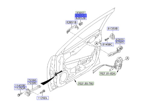 شستی دستگیره درب جلو راست | Hyundai/KIA Genuine Parts – MOBIS | 826521M250