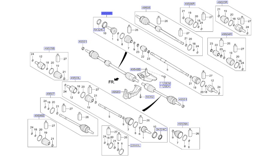 پلوس جلو راست | Hyundai/KIA Genuine Parts – MOBIS | سراتو YD مدل 2014 تا 2018  49501A7180