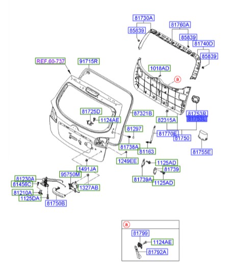 قاب پشت دستگیره درب پشت سانتافه  Hyundai/KIA Genuine Parts – MOBIS  817872B000J4