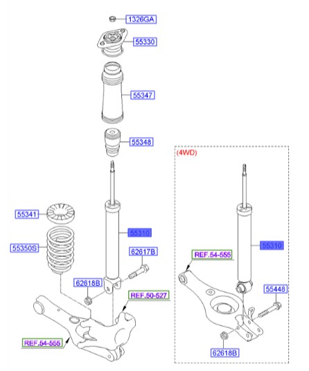 کمک فنر عقب  Hyundai/KIA Genuine Parts – MOBIS    IX35  553112S411 