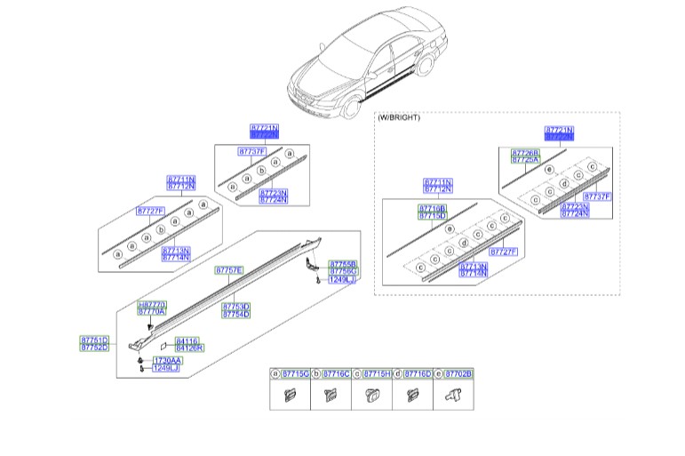 زه درب عقب راست سوناتا Hyundai/KIA Genuine Parts – MOBIS   877223K500