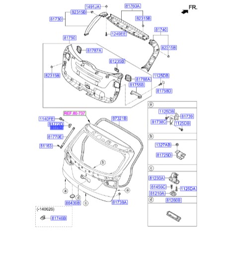 پایه جک درب پشت راست سانتافه  Hyundai/KIA Genuine Parts – MOBIS  817822W600