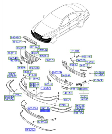 سپر جلو هیوندای آزرا  Hyundai/KIA Genuine Parts – MOBIS  865103L201