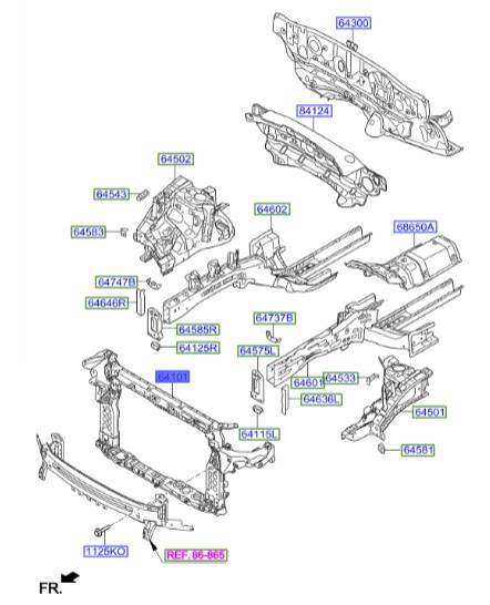 سینی جلو بدنه هیوندای Hyundai/KIA Genuine Parts – MOBIS   IX45  641012W610