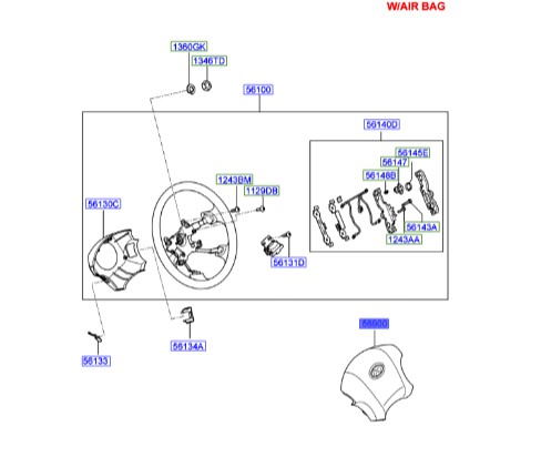 ایربگ فرمان توسان Hyundai/KIA Genuine Parts – MOBIS  569002E000