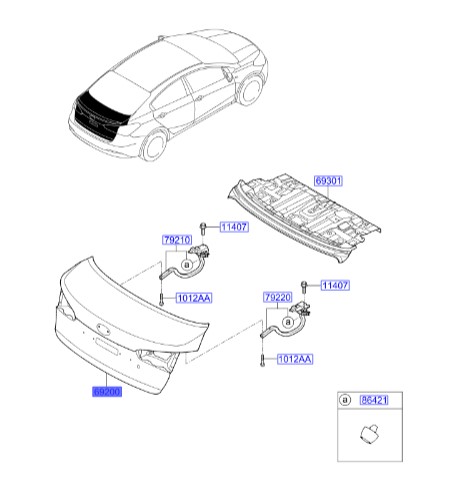درب صندوق عقب کیا سراتو ۲۰۱۵ | Hyundai/KIA Genuine Parts | سراتو YD مدل ۲۰۱۴ تا ۲۰۱۸  69200A7080