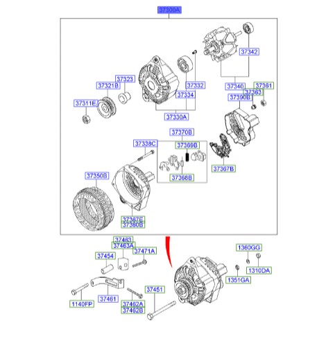 دینام ورنا Hyundai/KIA Genuine Parts – MOBIS   3730022650 