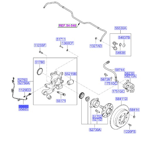 سنسور چرخ عقب چپ آزرا  Hyundai/KIA Genuine Parts – MOBIS  599103K001 