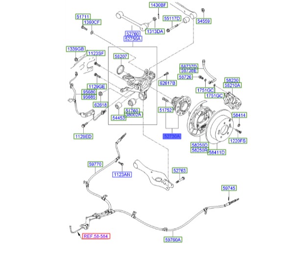 توپی چرخ عقب هیوندای Hyundai/KIA Genuine Parts – MOBIS  I30  527302H100