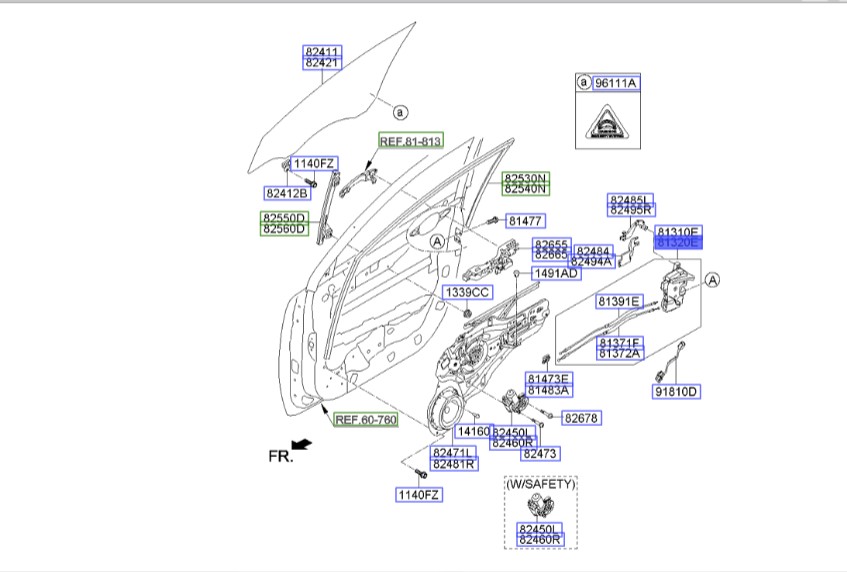 قفل درب جلو راست اسپورتیج | Hyundai/KIA Genuine Parts | اسپورتیج SL مدل 2010 تا 2016
