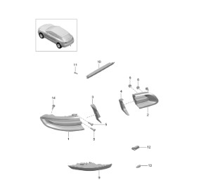 چراغ عقب سمت راست بخش بیرونی پورشه ماکان اورجینال