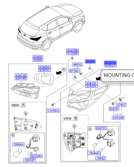 چراغ خطر عقب گلگیر چپ هیوندای سانتافه Hyundai/KIA Genuine Parts – MOBIS   924012W035