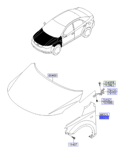 گلگیر جلو چپ سراتو TD | 663111M000 | Hyundai/KIA Genuine Parts – MOBIS