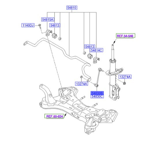 سیبک موجگیر جلو چپ هیوندای Hyundai/KIA Genuine Parts – MOBIS    I10  54830B4000