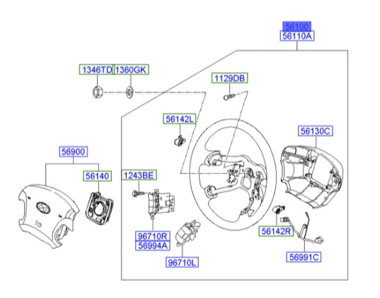فرمان هیوندای آزرا  Hyundai/KIA Genuine Parts – MOBIS    561103L901A9
