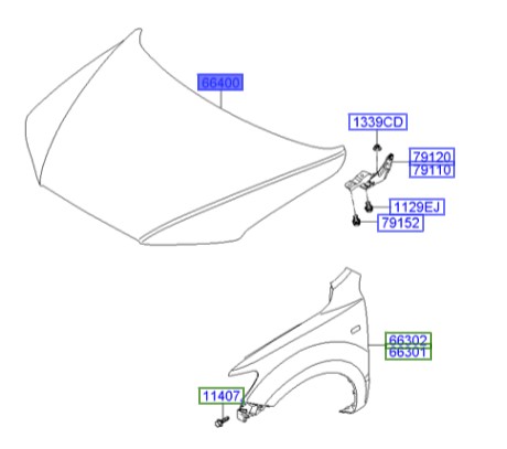 درب موتور سانتافه  Hyundai/KIA Genuine Parts – MOBIS    664002B500 