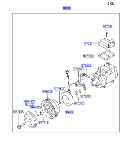 کمپرسور کولر توسان Hyundai/KIA Genuine Parts – MOBIS 977012E300