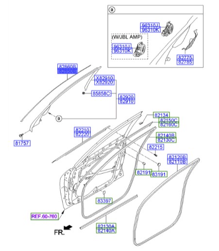 زه درب جلو چپ جنسیس  Hyundai/KIA Genuine Parts – MOBIS  828503M000 