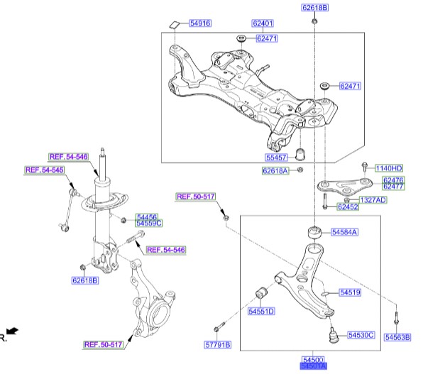 طبق جلو چپ کیا سراتو | 54501A7000 | Hyundai/KIA Genuine Parts – MOBIS