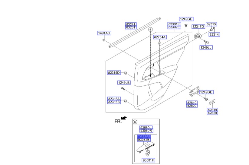 قاب تک کلید شیشه بالابر درب عقب سمت چپ | Hyundai/KIA Genuine Parts – Mobis | اسپورتیج SL مدل 2010 تا 2016