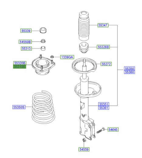 توپی سر کمک عقب چپ کوپه  Hyundai/KIA Genuine Parts – MOBIS   553102D000
