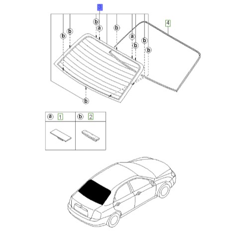 شیشه عقب ساده سراتو 2008 | Hyundai/KIA Genuine Parts | سراتو LD مدل 2007 تا 2009  871102F070