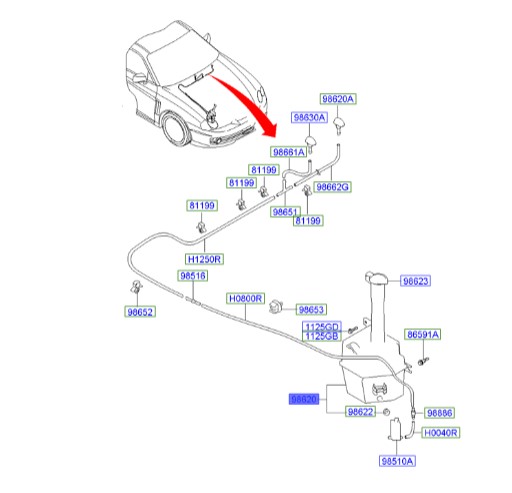 مخزن شیشه شور هیوندای کوپه  Hyundai/KIA Genuine Parts – MOBIS  986202C500