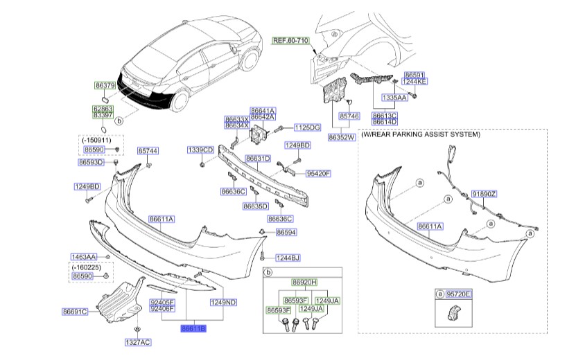 قسمت مرکزی سپر عقب سراتو | قاب مرکزی سپر عقب | کاور مرکزی سپر عقب | Hyundai/KIA Genuine Parts – MOBIS | 86696A7200