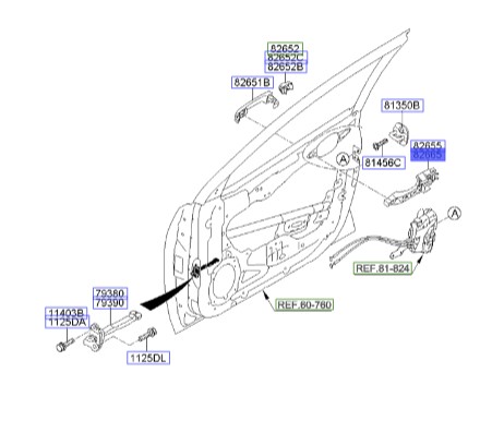 پایه دستگیره خارجی درب جلو سراتو | Hyundai/KIA Genuine Parts | سراتو TD مدل 2010 سایپایی و وارداتی  826651M200