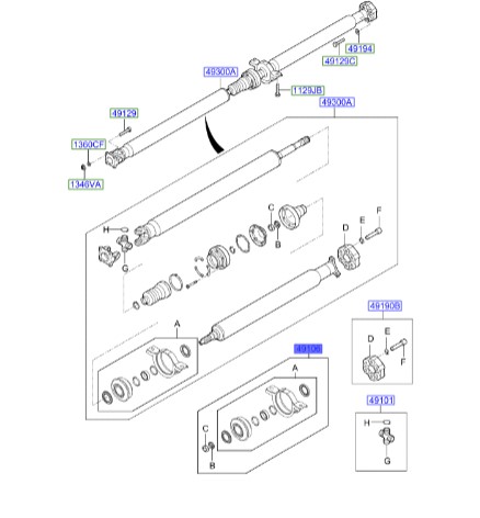 پل گاردان |  بست منجید گاردان بلبرینگ داخل بزرگ توسان | 495752E400 | Hyundai Genuine Parts