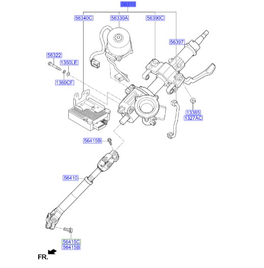 مجموعه میل فرمان سراتو YD | تلسکوپی فرمان | ستون فرمان | مجموعه ستون و میل فرمان | Hyundai/KIA Genuine Parts – MOBIS | سراتو YD | 56310A7100