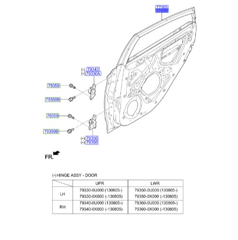 درب عقب راست هیوندای اکسنت Hyundai/KIA Genuine Parts – MOBIS   770041R300